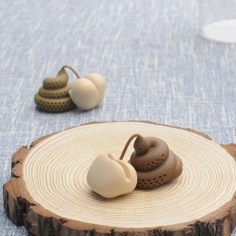 Poo Turd Shape Silicone Tea Strainer Filter Infuser Prank Trick Prop Drin.l8