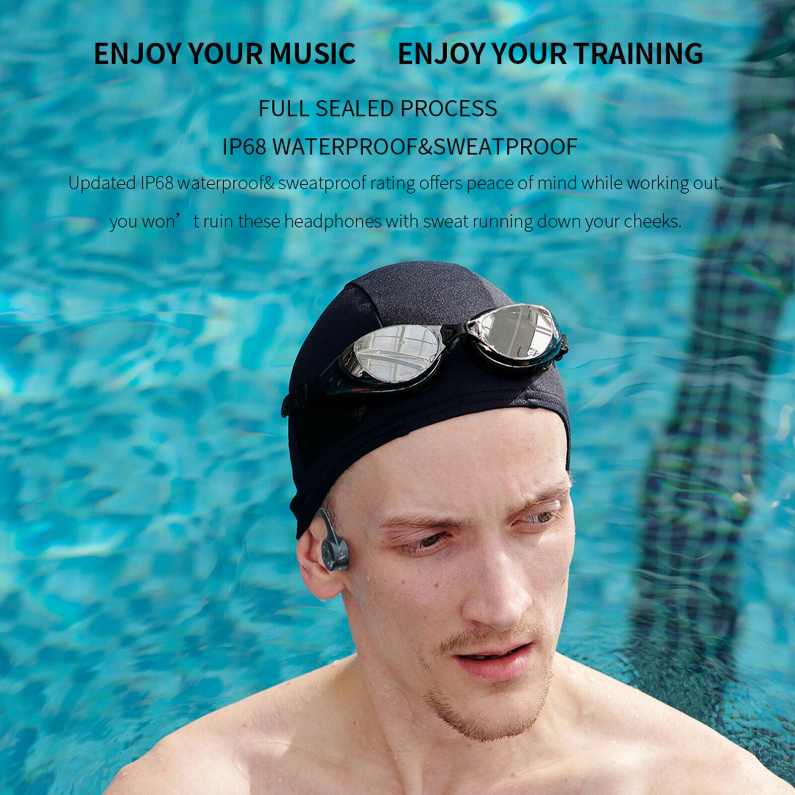 Bone Conduction Wireless Swimming Headphones IPX8 Earphone for Driving Sport