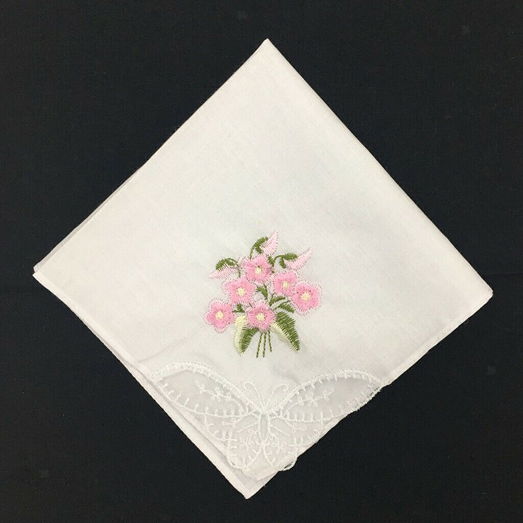 12pack Pure Cotton Embroidered Handkerchiefs Washable Floral Lace Hankie  ''