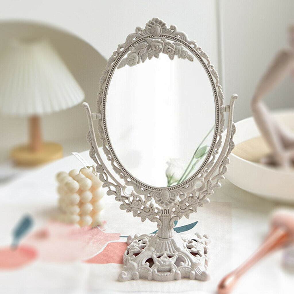 Retro Desktop Mirror Vanity Dressing Table Makeup Mirror Tabletop with Stand