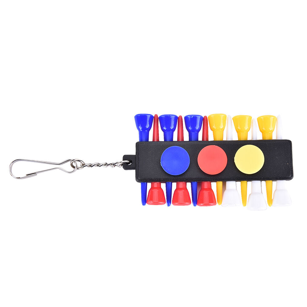 1x Golf Tee Holder Carrier with 12 plastic  Tees w 3 Ball Markers W 1KeyC.l8