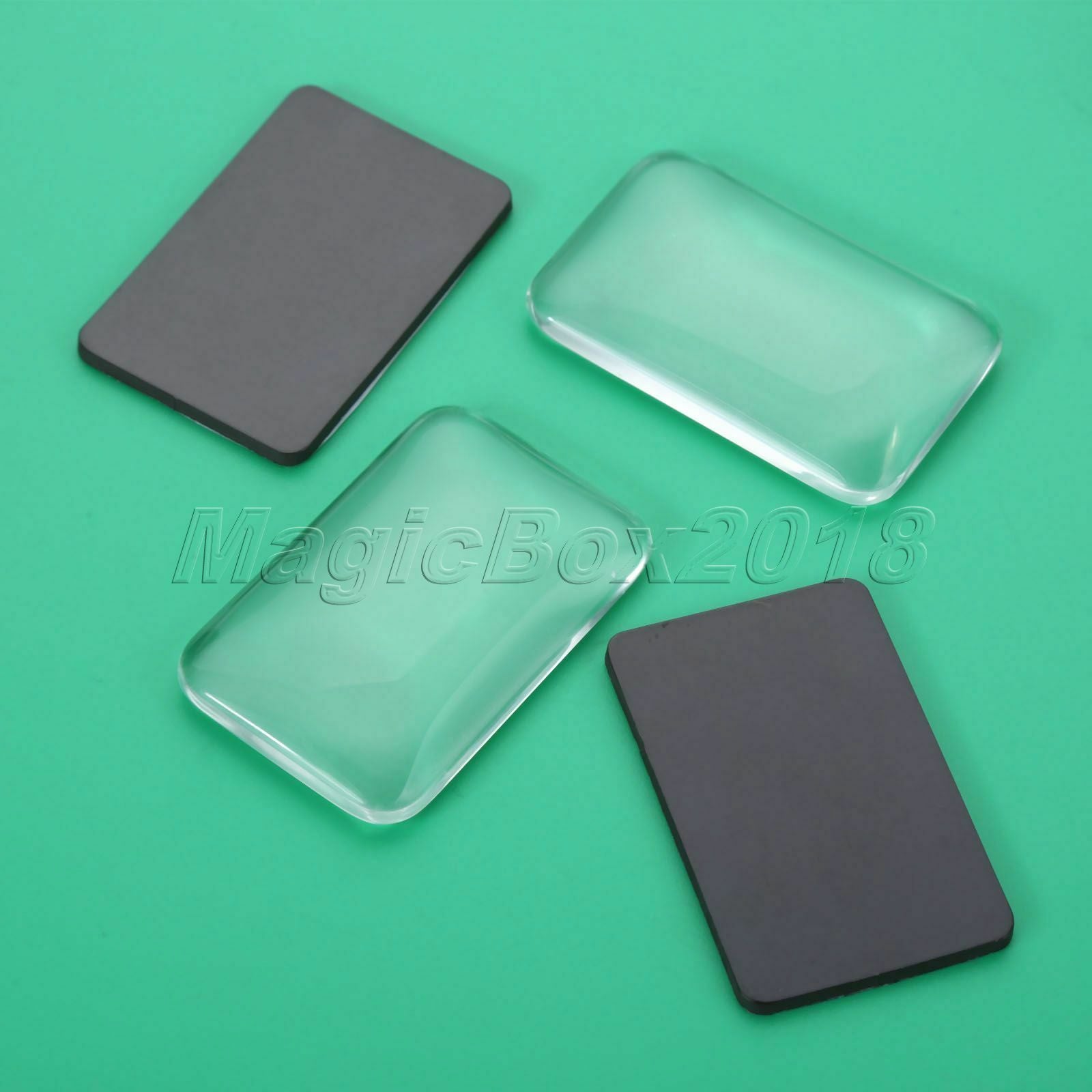 10 Sets Rectangle Shape Glass Cabochon & Fridge Magnetic Stickers Birthday Gift