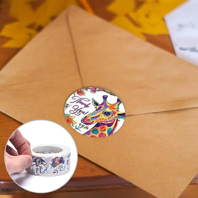 500PCS Round Animals And Plants Thank You Stickers Scrapbook Packaging La.l8