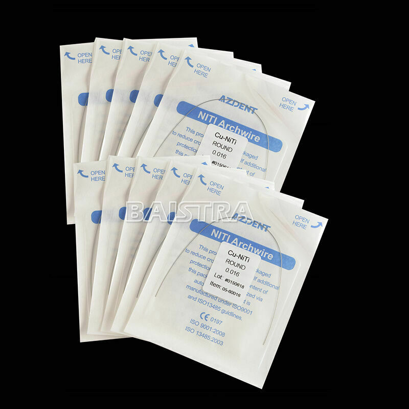 100 Bags Ovoid Form Dental Orthodontics CU-Ni-Ti Arch Wires Round 0.016 AZDENT