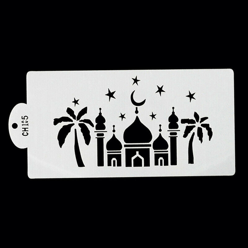 1pc Eid Mubarak Ramadan Cake Template Coffee Spray Stencil DIY Fondant tool