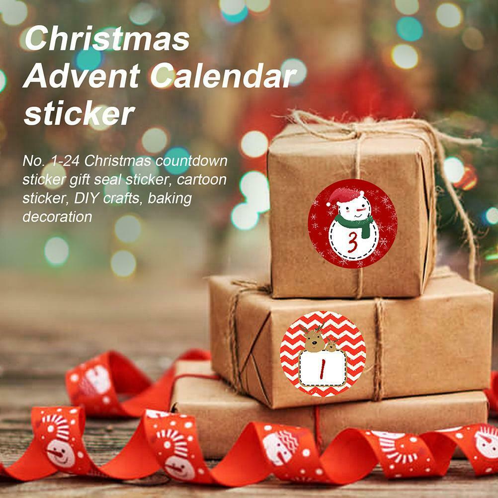 1-24 Number Christmas Advent Calendar Stickers Christmas Countdown Decoration