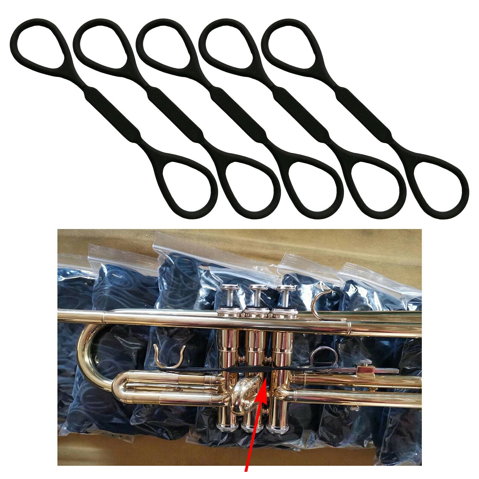 Black Elastic Silicone Rubber Trumpet Slide Stopper Ring Musical Instrument