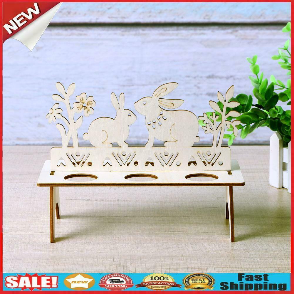 Wooden Easter Egg Shelves Egg Stand Rack Bunny Pattern Easter DIY Decor @