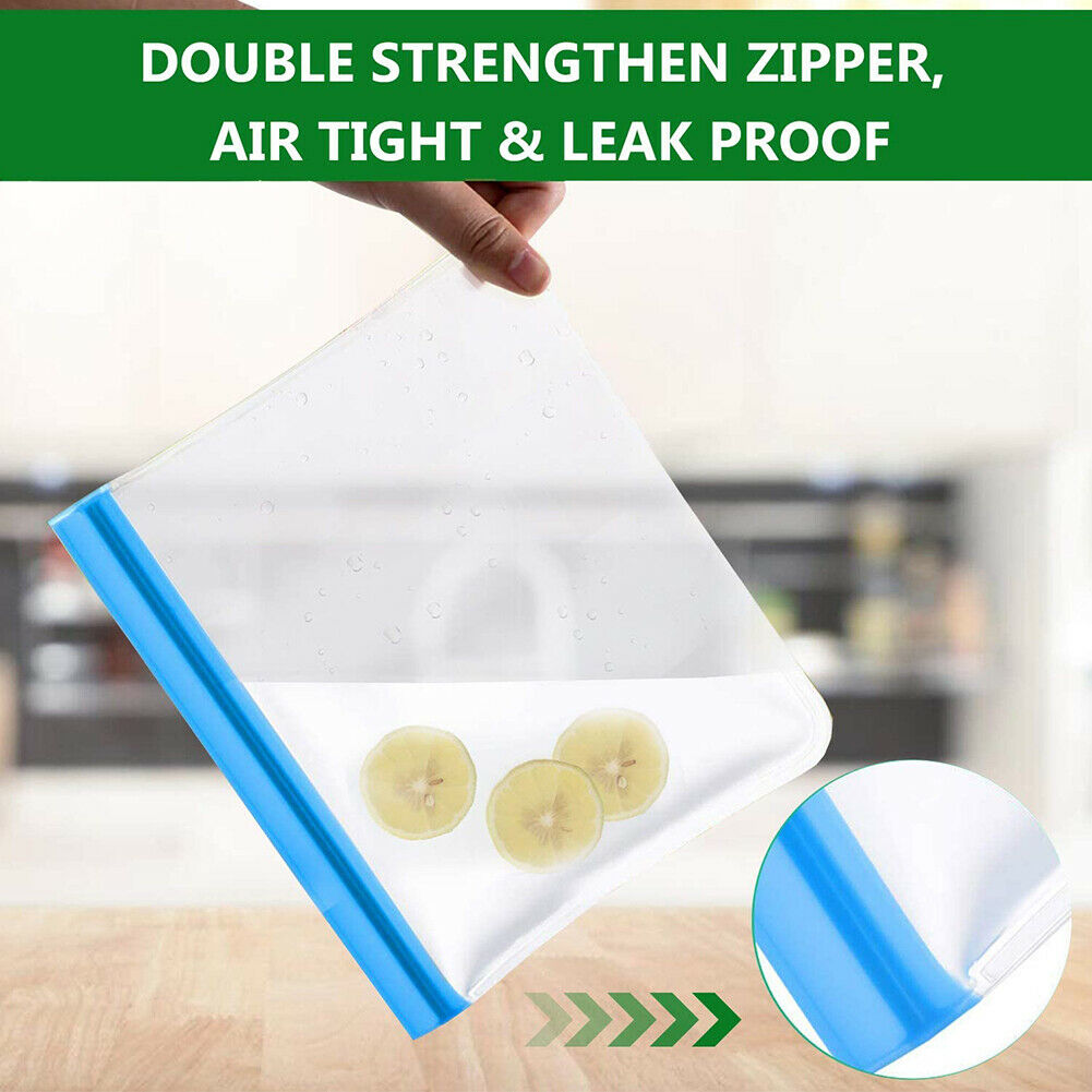 10pcs Reusable Sealed Food Storage Bag Refrigerator Fresh Keeping Bag Case @