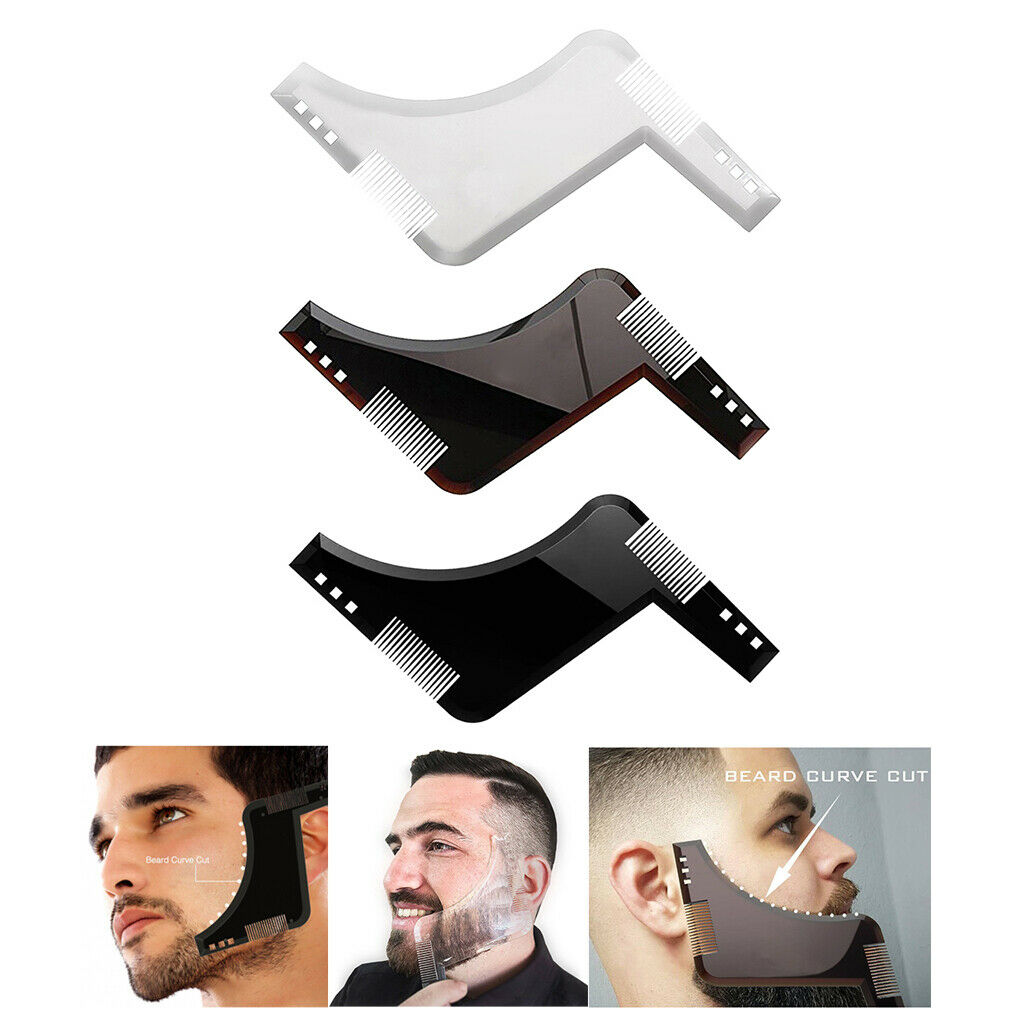 3 Pack Beard Shaping Tool Template Shaper Comb Facial Hair Care for Men