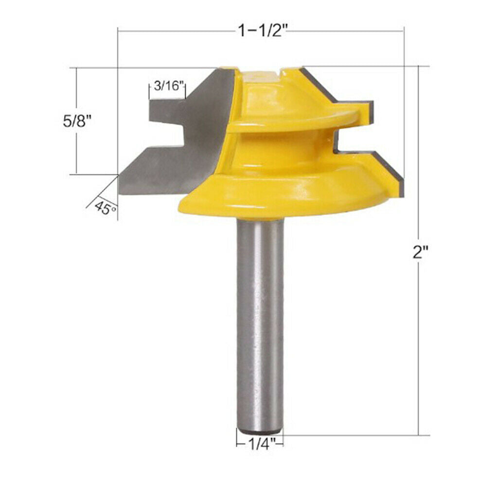 1/4-Inch Shank 45 Degree Lock Miter Router Bit 3/4-Inch Stock Joint Router Bit