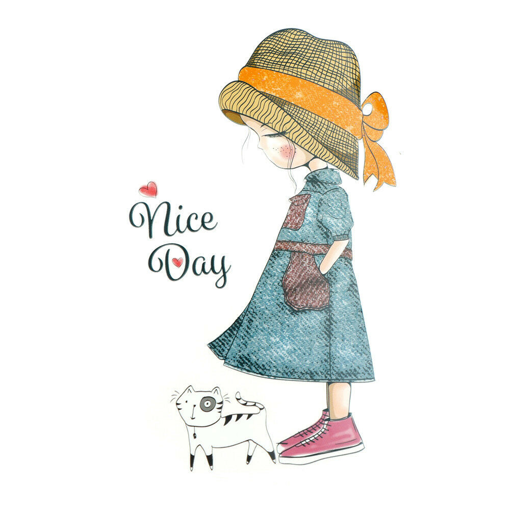 girl heat transfer nice day patch ironing stickers iron on patches appliq.l8