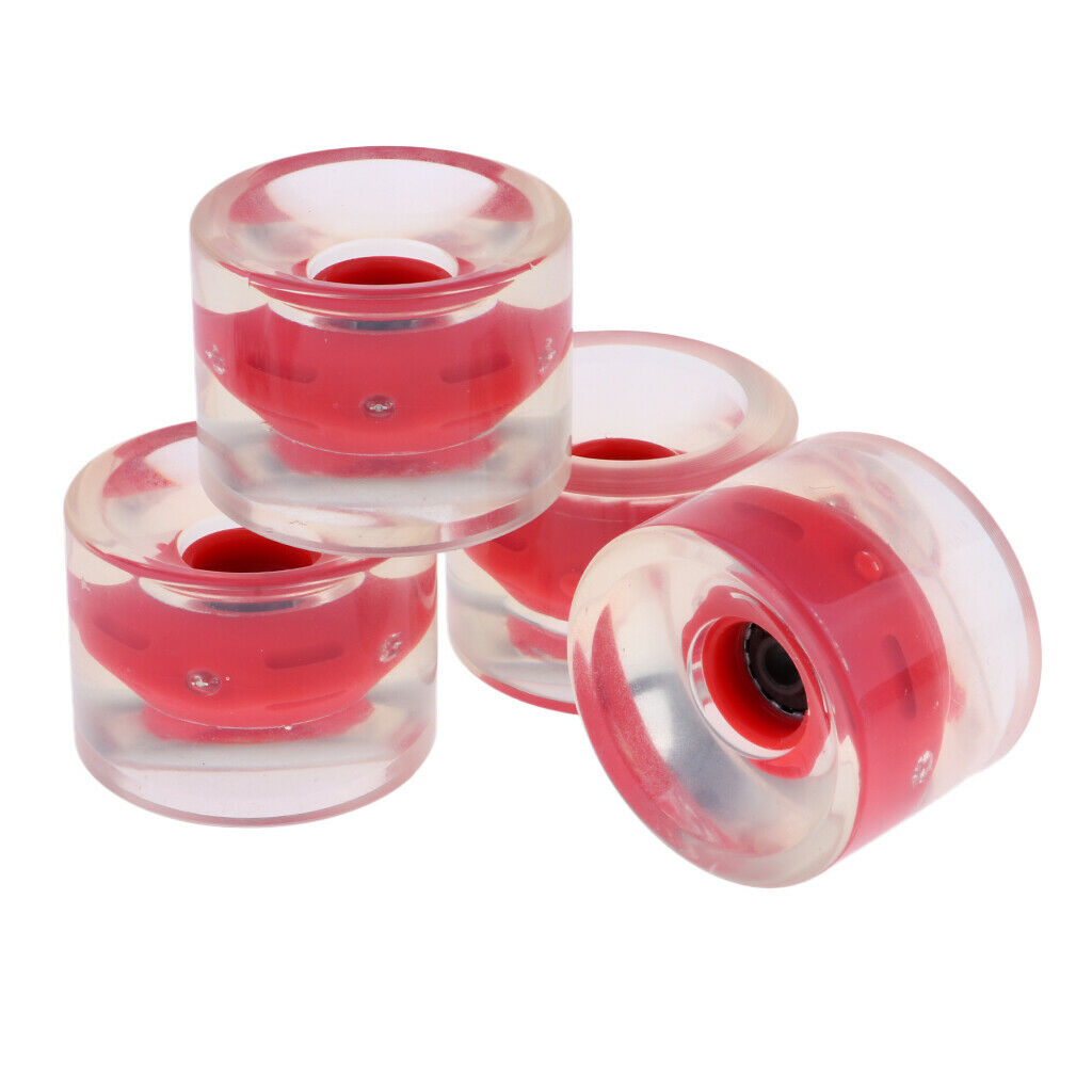 4PCS Replacement Longboard Skateboard Cruiser Light Up Wheels 70mm 78a Red