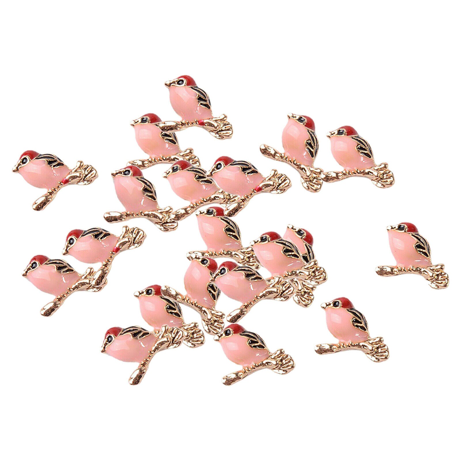 20Pcs Small Alloy Enamel Bird Flatback Beads Embellishments Bulk DIY Decor