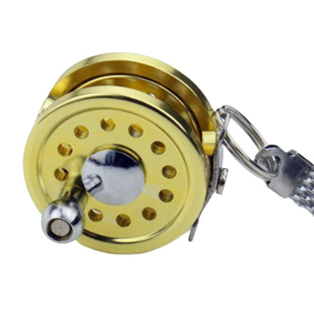 Cool Novelty Mini Aluminum Fly Fishing Reel Key Chain Fish Wheel Keychain