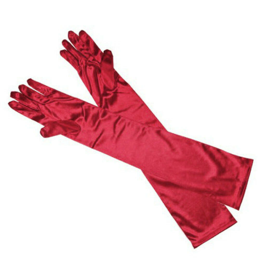 2Pairs Long Gothic Operon Satin Gloves Fancy Dress Woman