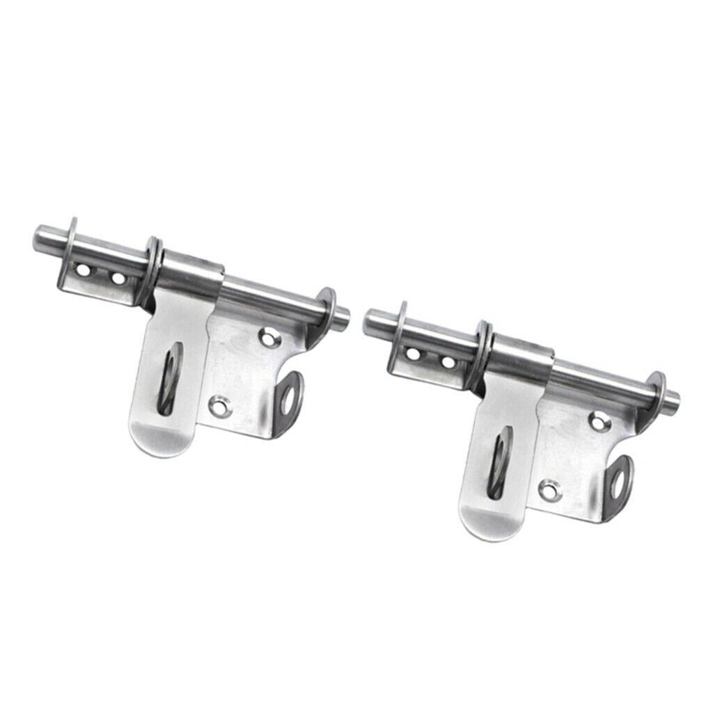 2x Stainless Steel Gate Screw Locking Safety Door Sliding Lock Sliding Surface