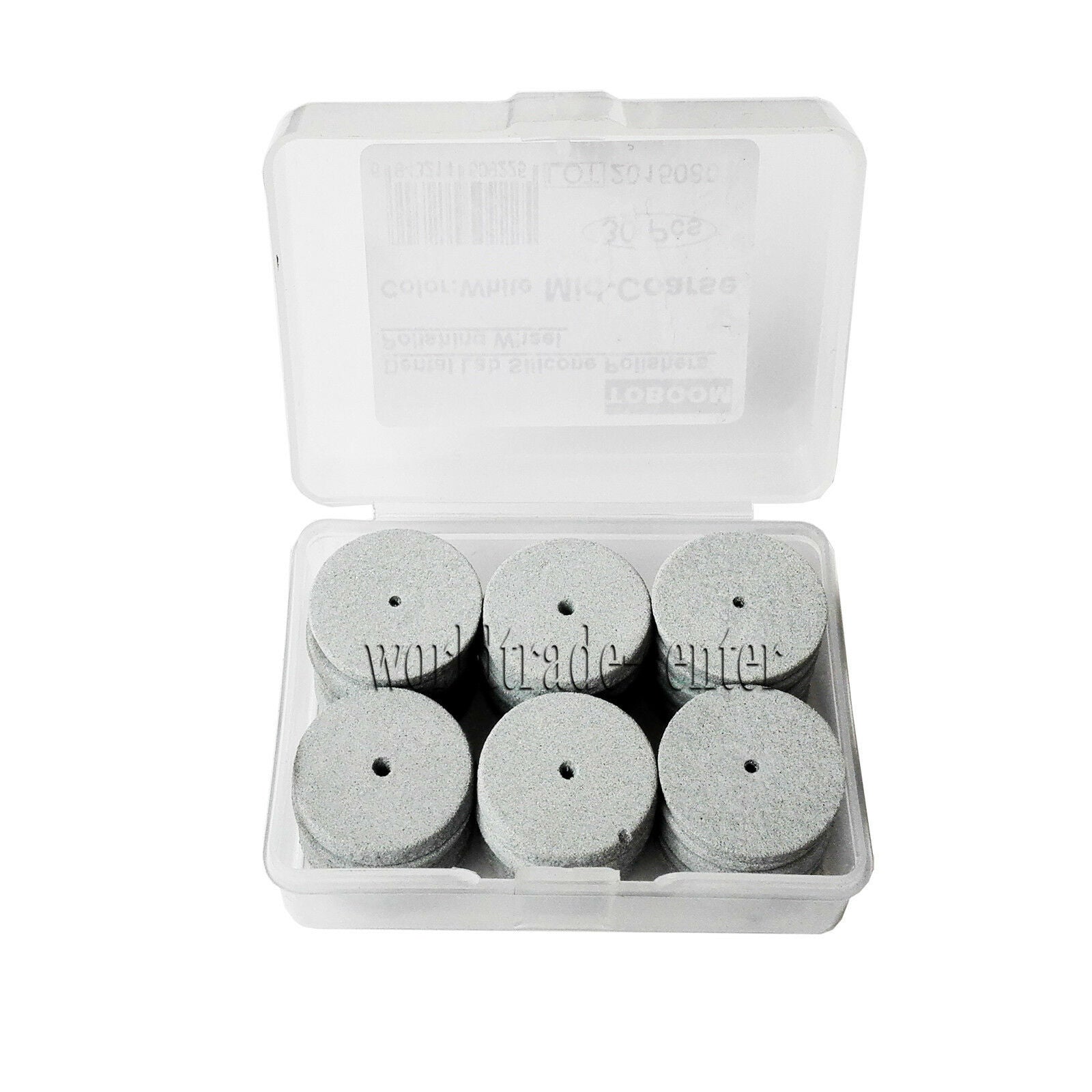 30Pcs White Mid-Coarse TOBOOM Dental Polishing Wheels Silicone Rubber Polishers