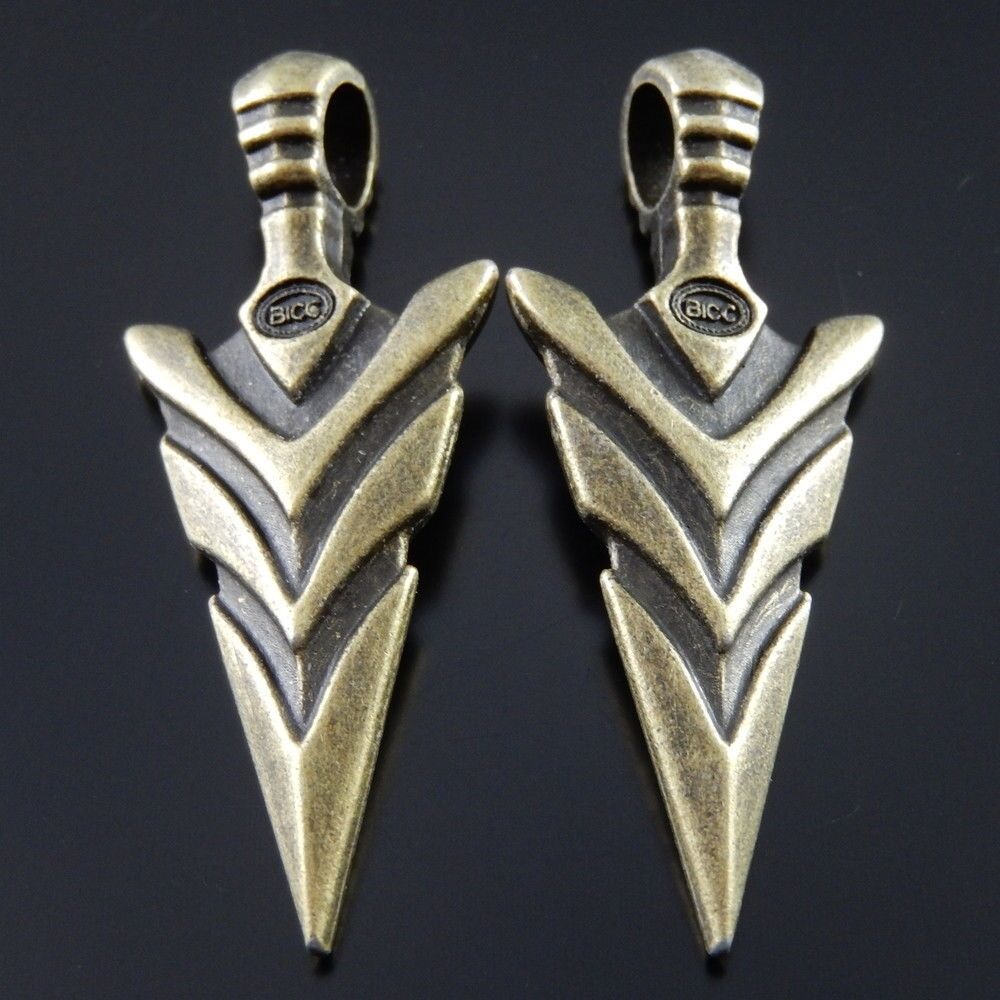 5-pack Antiqued Bronze Alloy Sword Pendant Charm For Jewelry Making 37x20x3mm