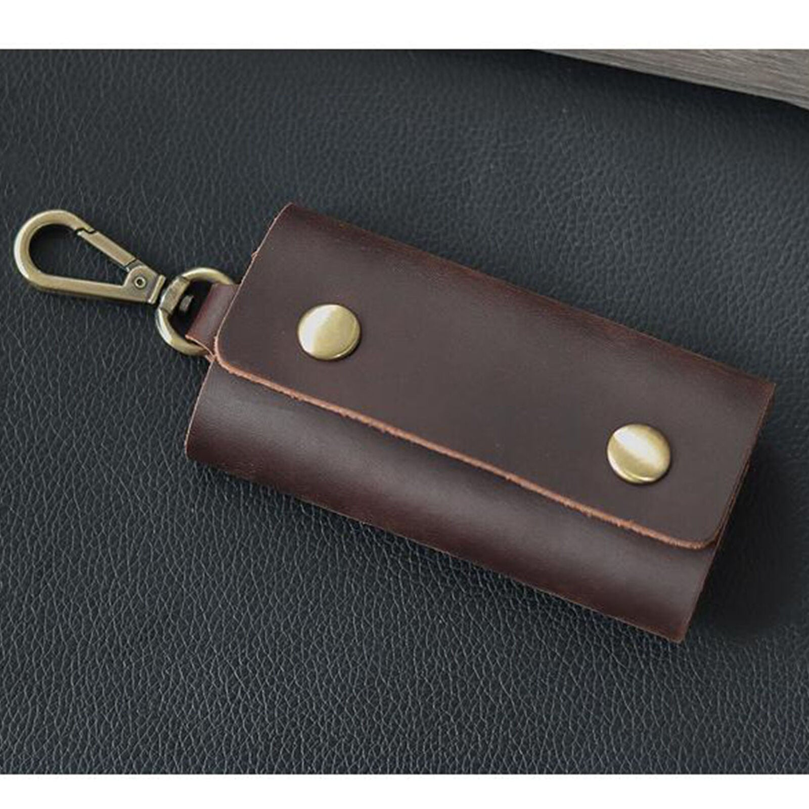 Leather Car Key Chain Ring Keys Holder Pouch Case Wallet