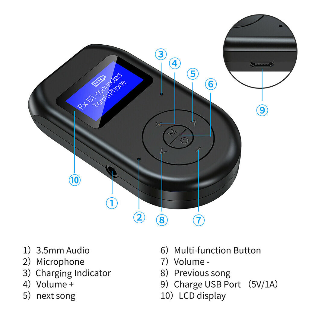 Bluetooth5.0 FM Transmitter Receiver for Car Wireless Bluetooth FM Radio Adapter