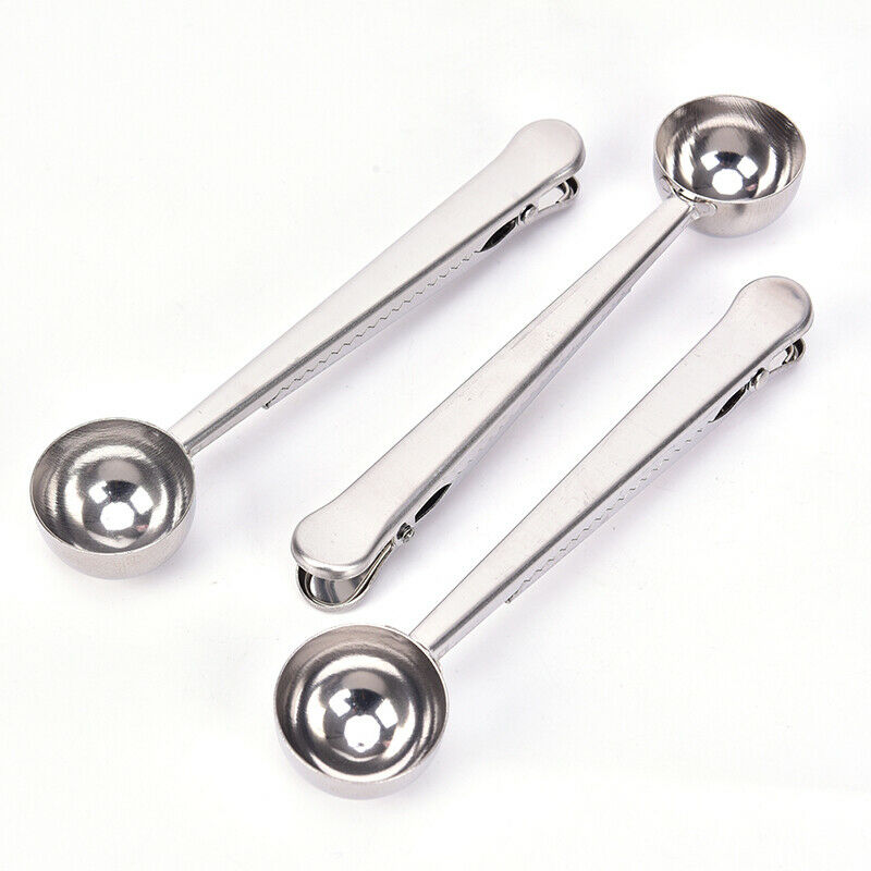 1x Coffee Scoop With Clip Multifunction Stainless Steel Coffee Measuring Spoo CH