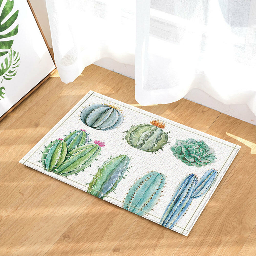 All Kind of Cactus Bathroom Rug Non-Slip Floor Door Mat Flannel 16x24"