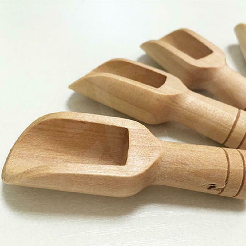 Wood Small Little Mini Wooden Spoon Scoop Salt Sugar Condiment Cooking Tools