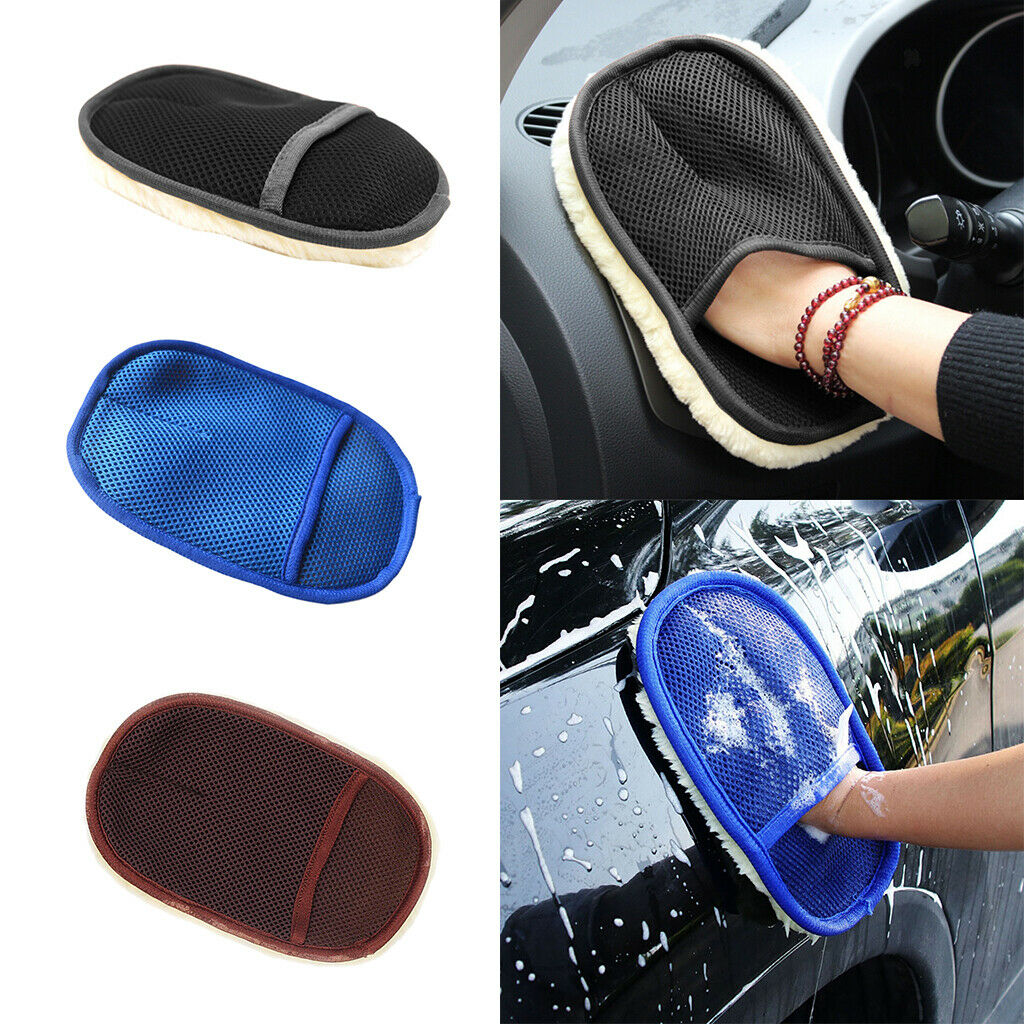 2x Car Care Washing  Artificial Wool Glove Pad Brush Cleaning Waxing Tool