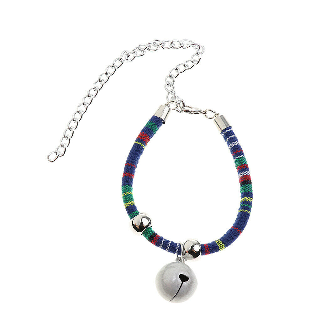 Ethnic Style Dog Puppy Pet Cat Collar Necklace with Bell Decoration  Blue