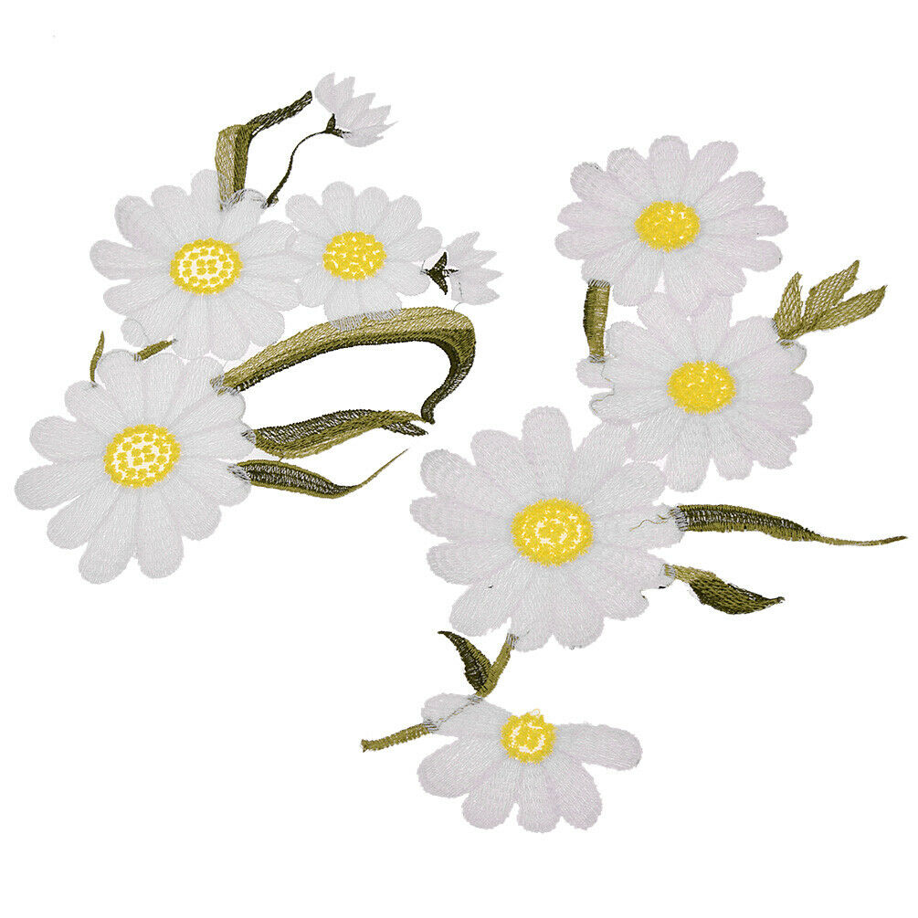 Daisy Flower Embroidered on Patch Iron  for Clothes Cap Fabric Applique Gifts