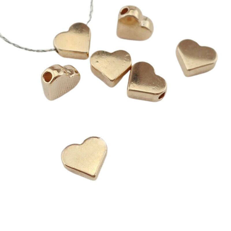 70 Pcs Golden Peach Heart-Shaped Spacer Beads Loose Bead DIY Necklace Bra.l8