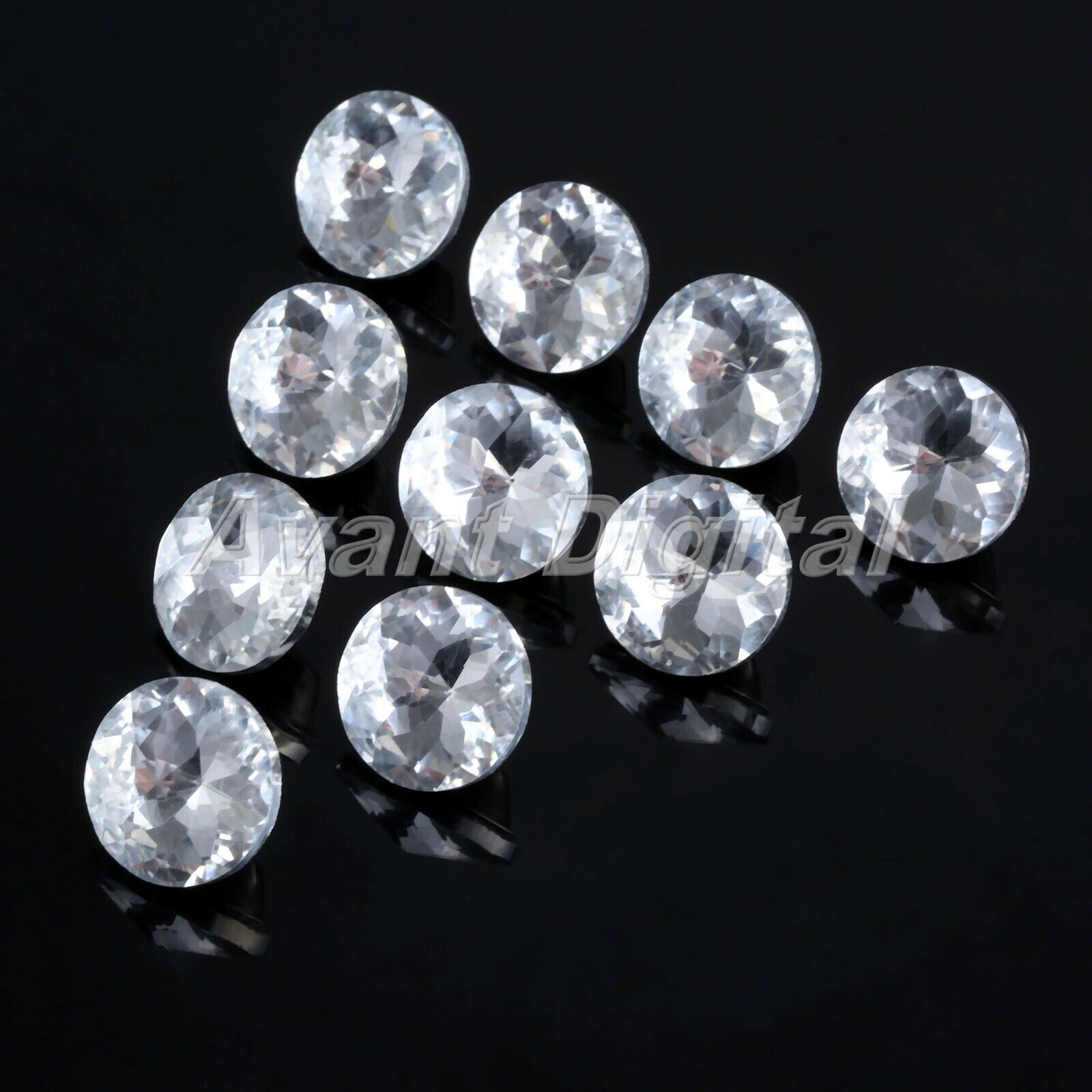 10Pcs 0.87" Diamond Crystal Clear Upholstery Buttons Home Makeovers Sofa Decor