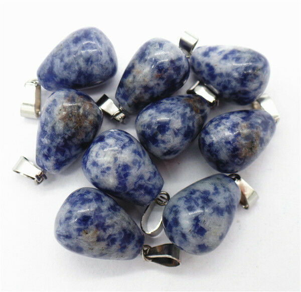 100Pcs 18x13mm Wholesale Natural Blue Sodalite Teardrop Pendant Bead HH8336