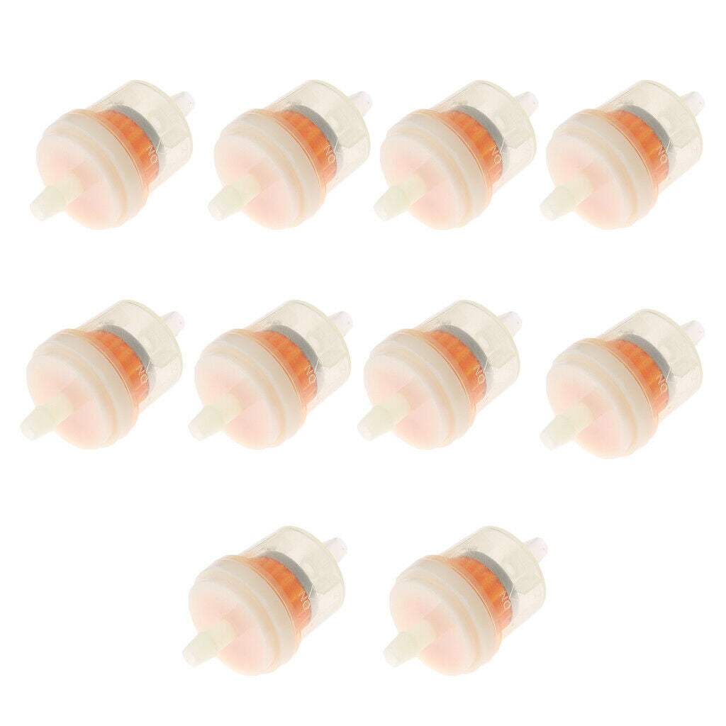 10pcs Plastic Inline Oil Fuel Filter For 1/4'' 6mm Fuel Hose Motor ATV