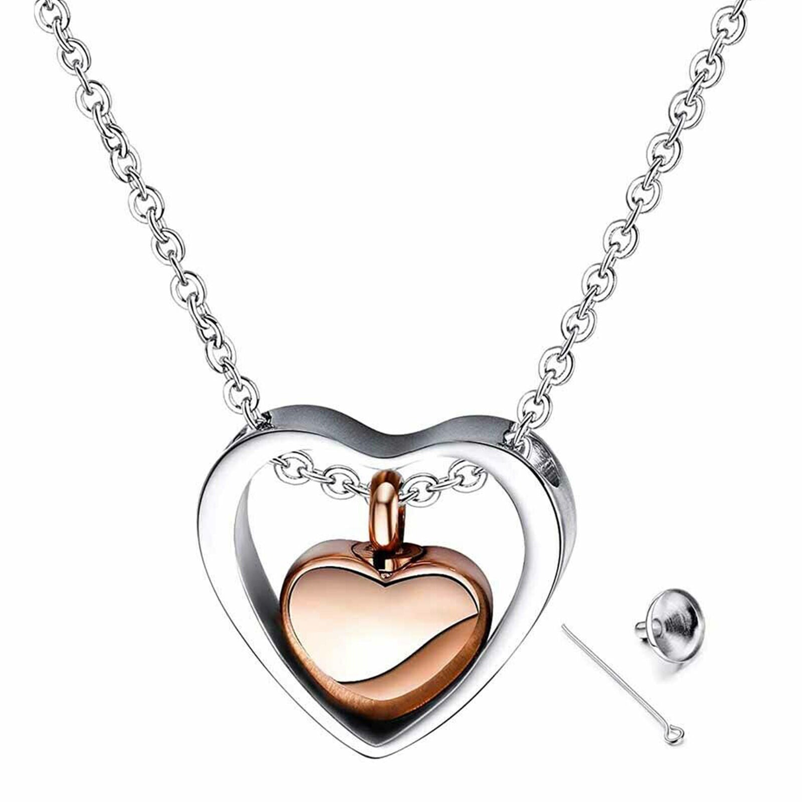 Love Heart Cremation Necklace Jewelry For Family Memorial Ashes Urn Keepsake