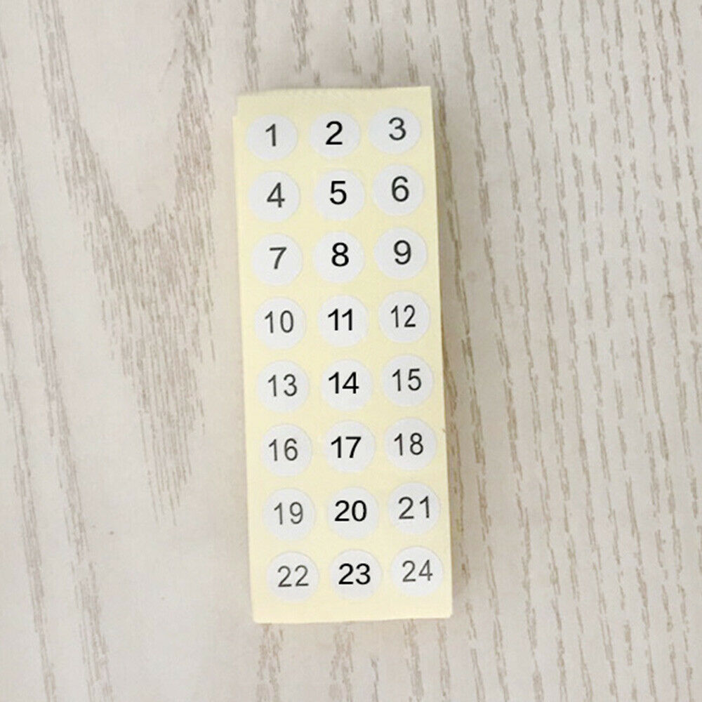 20Pcs Number 1-24 Round Digital Label Paper Stickers Diamond Painting Marker Tag