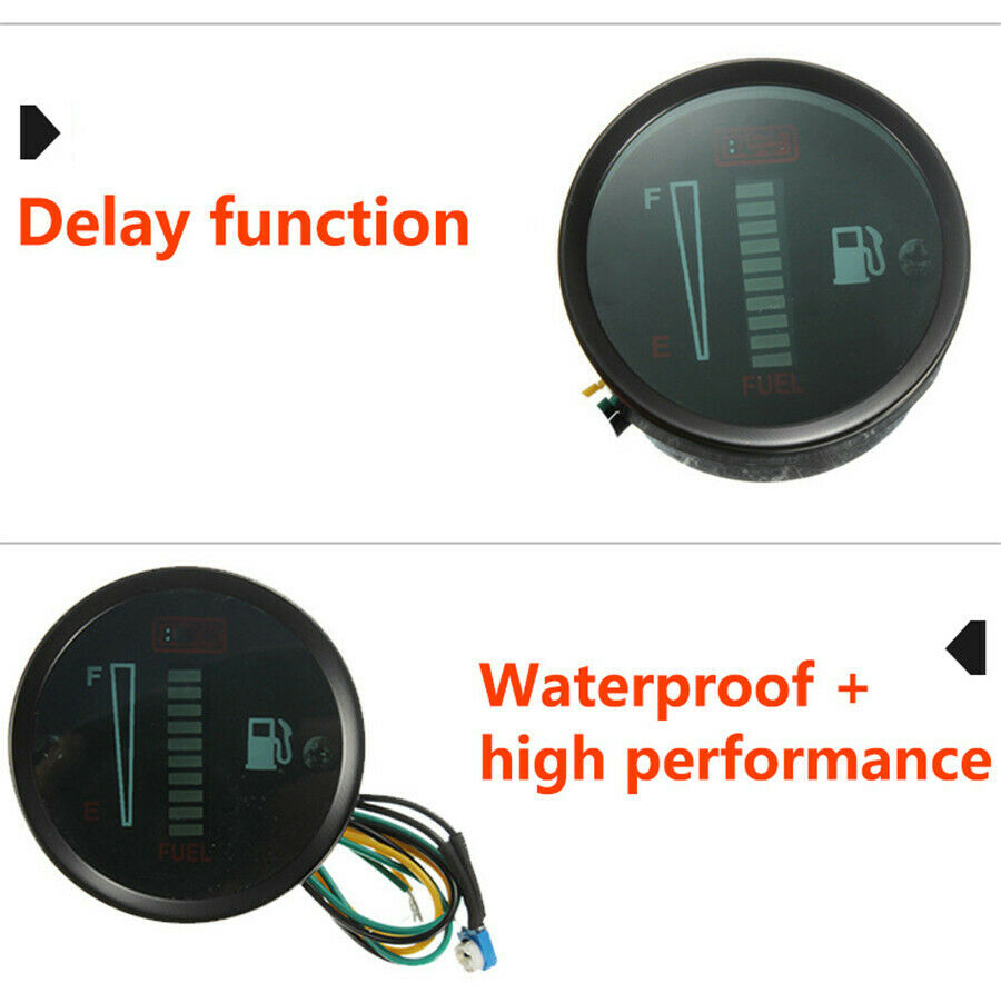 2'' Car SUV Motorbike 10LED Display Fuel Level Meter Digital Gauge Sensor