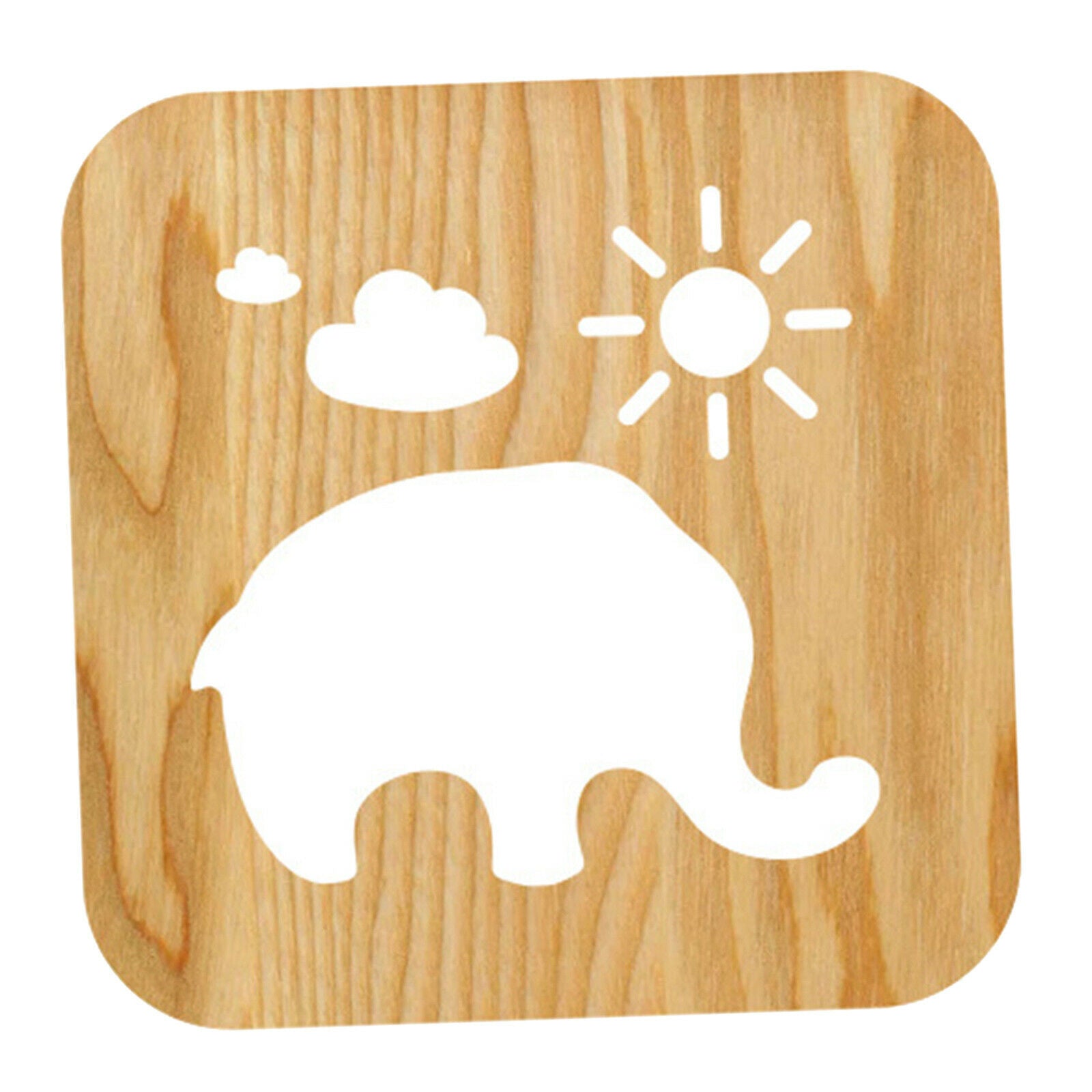 Wood Night Light Elephant Carved Animal Shape Table Lamp Bedroom Ornaments