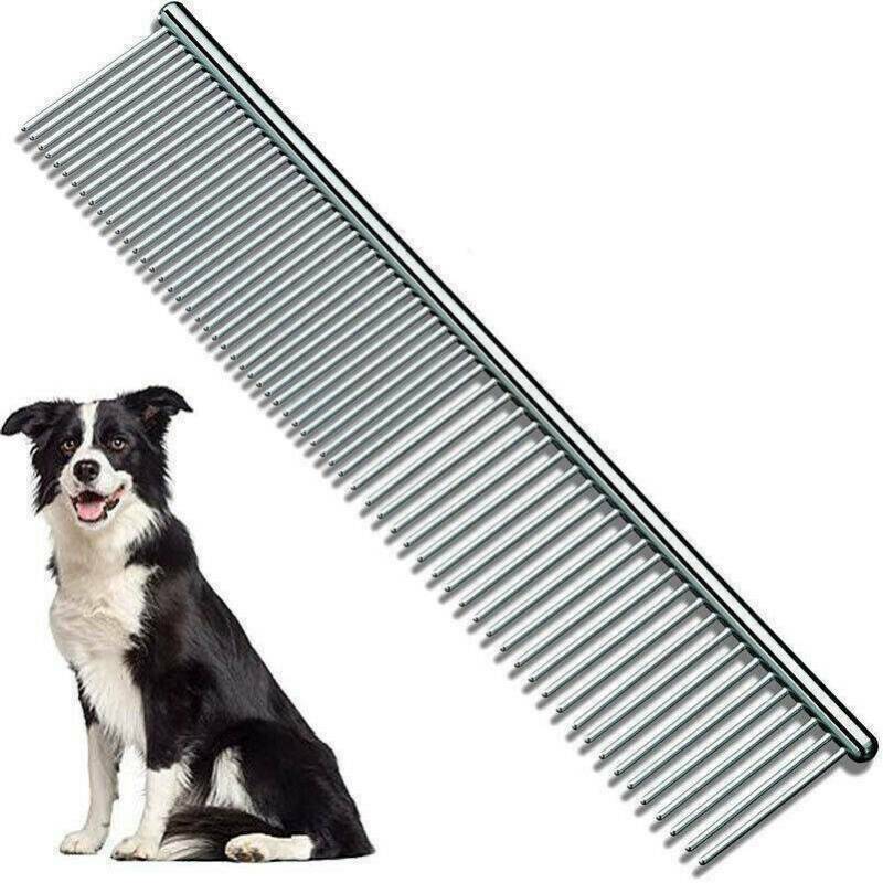 Pet Dogs Cats Stainless Steel Double Row Teeth Grooming Hair Comb Brush Fur Rake