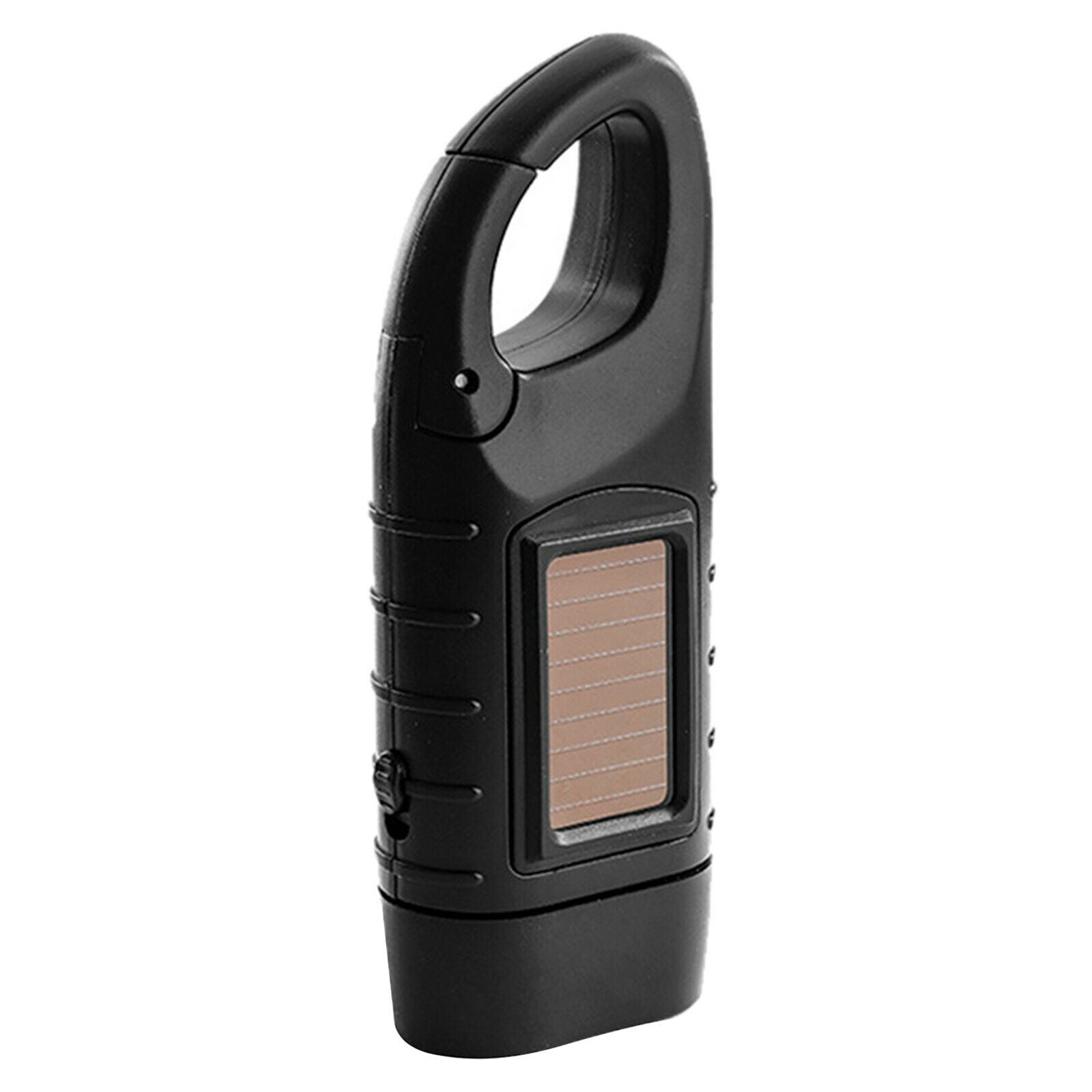 Solar Rechargeable Hand Crank Flashlight Bright Work Light LED Torch Black