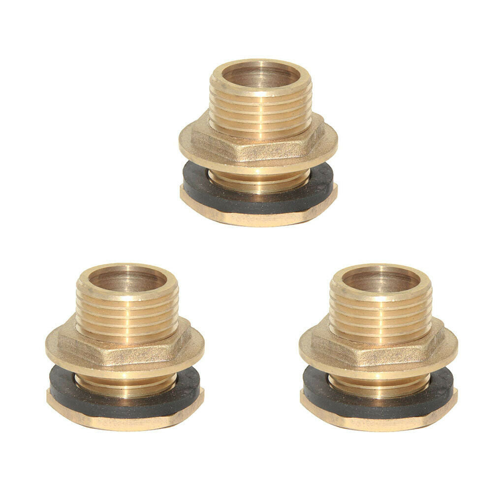 3x Brass Hose Connector Pipe Fittings for Water Tank Cistern DN20 ( 3/4-inch )