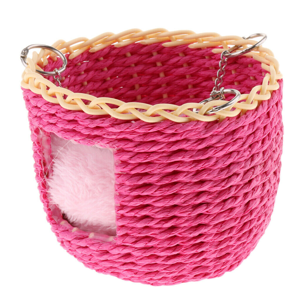 Pet Small Animal Hamster Cage Handwoven Bed Basket Swing with Removable Mat (