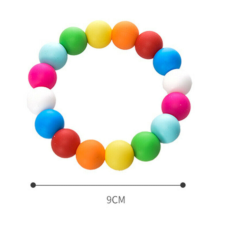 Rainbow Silicone Teething Bracelet Baby Teether Nursing Chew Beads Rattles Toys