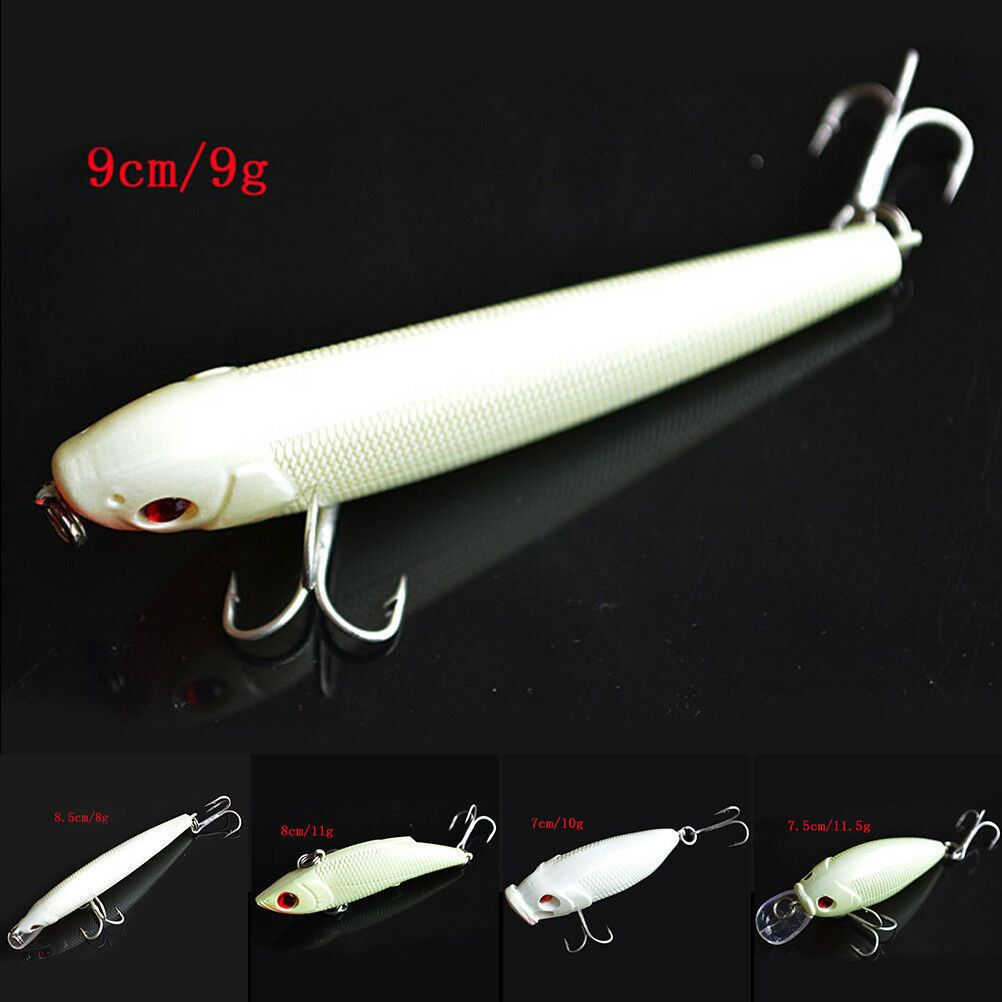 Fishing Lure Bait Kit Luminous VIBper Crank Minnow Pencil Glow Lures 5X L JB BU