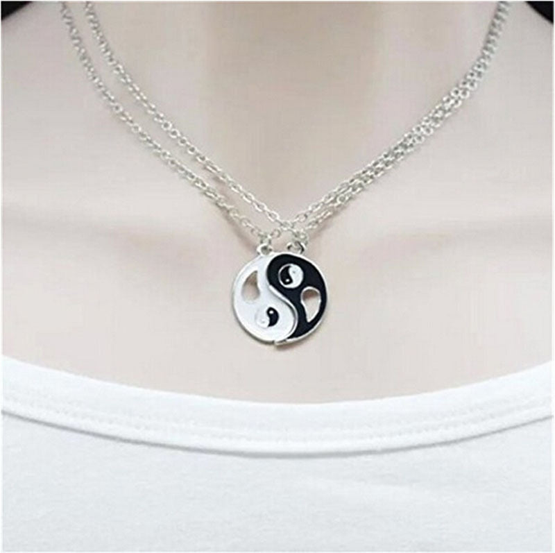 Design Yin Yang Pendant Necklace Couple Friend Friendship Jewelry Gift 2PCN SJ