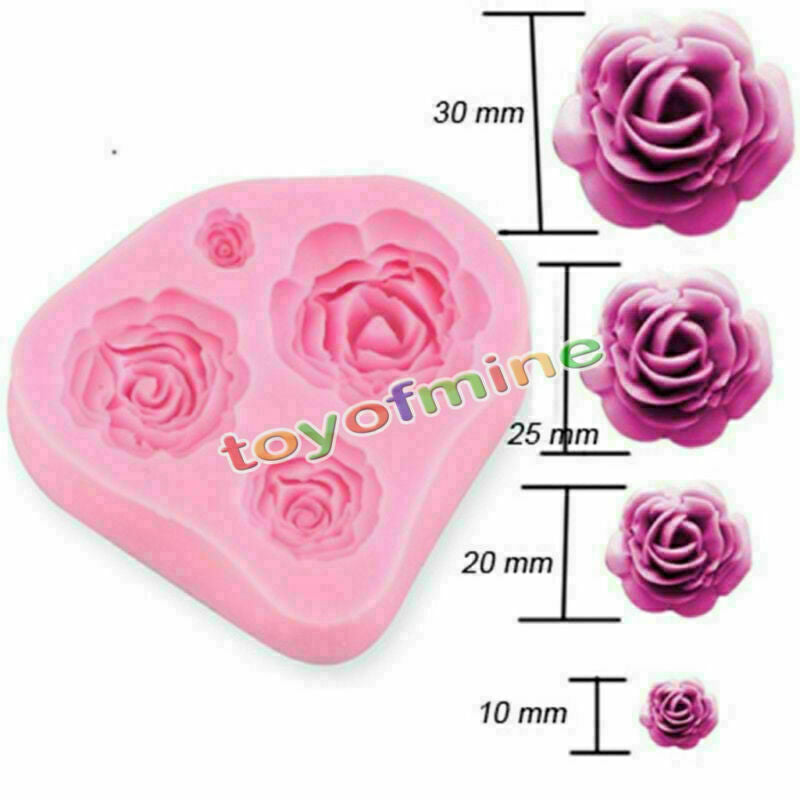 Silicone 4Size Rose-Shape Cake Decorating Fondant Cookie Chocolate Mold Mould
