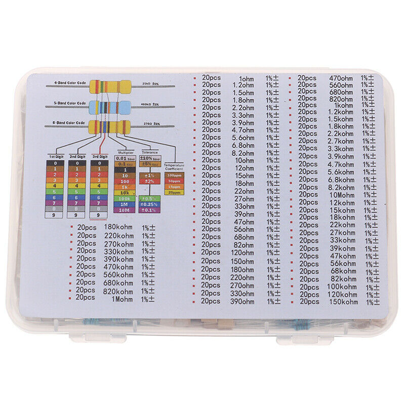Metal film Resistance 73 Values x 1460 Piece 1/4W Resistance assortment Set Lt