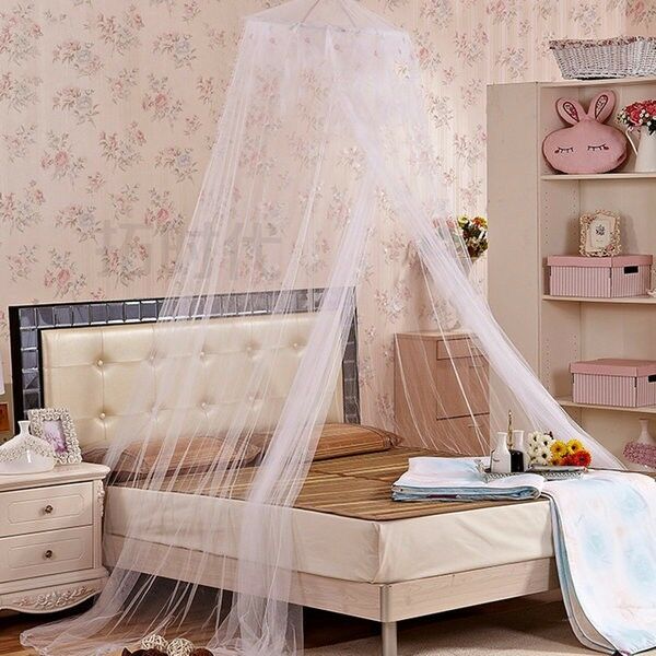 White Mosquito Net Fly Insect Protection Single Entry Double King Size Canopy DD
