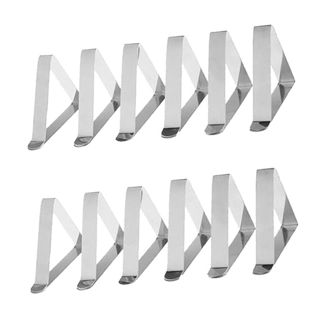 12x Practical Stainless Steel Tablecloth Table Cover Clips Clamps Holders Office
